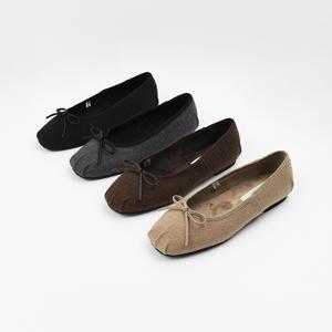 신난다슈 여성 리본 플랫 슈즈 1cm 발편한 펌프스 구두 단화 기모 모직AG257923