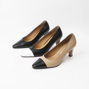 신난다슈 여성 구두 펌프스 힐 7cm 여자 정장구두 소가죽 발편한 미들힐SS2626