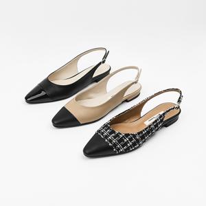 신난다슈 여성 구두 슬링백 힐 1cm 스틸레토 플랫 펌프스 단화 투톤 SS26107