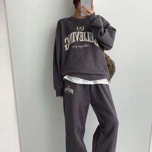 [브리치]  / 캐주얼 기모 레터링 트레이닝 세트