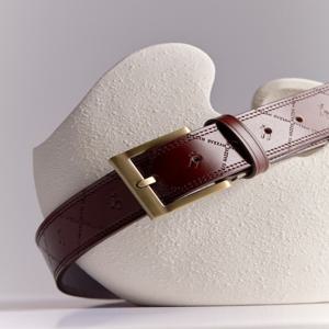 [인기신상]HJBE6E013W3_남성 브라운 로고 음각장식 소가죽 벨트