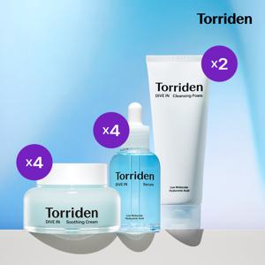 [라이브구성] 다이브인 수딩크림(100ml) 4 + 세럼(50ml) 4 + 클렌징폼(150ml) 2 + 다이브인트라이얼키트4종 1개