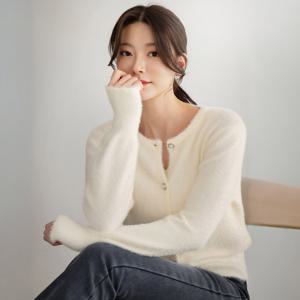 (~XXL까지) 아체니 버튼 헤어리 니트 가디건 겨울 데일리 일상 캐쥬얼 출근룩 베이직 빅사이즈