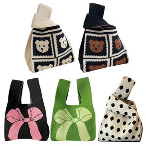 귀여운 니트 손가방 미니 토트백 사계절 데일리 에코백 손목 가방