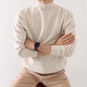 [하프클럽] 부드럽고 촉감이 좋은 리븐 스판 반폴라 니트 스웨터 오버핏 터들넥 ZZBKN046