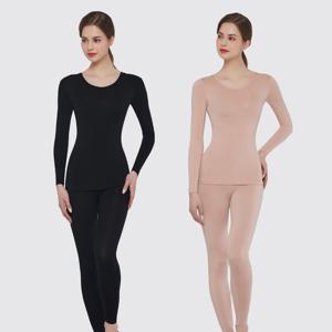 여성 겨울 내복 세트 부드러운 보온 내의 스킨 검정