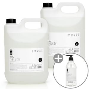 바른세탁소 대용량 주방세제 4L 2개+펌프용기 / 과일 야채 식기세척용