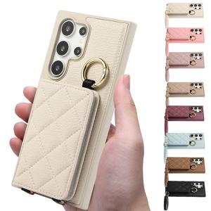 갤럭시 s25 s24 s23 가죽 퀄팅 카드 지갑 미러 거치대 케이스