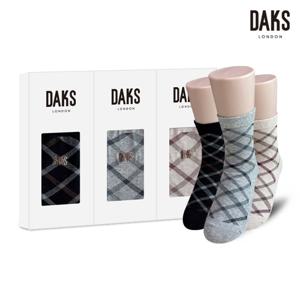 양말 숙녀 3족 선물세트 면중목 사선체크 25903