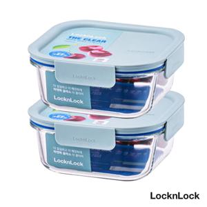 락앤락 글라스 더클리어 500ml 2개입 민트 락앤락밀폐용기 락앤락유리밀페용기 유리그릇