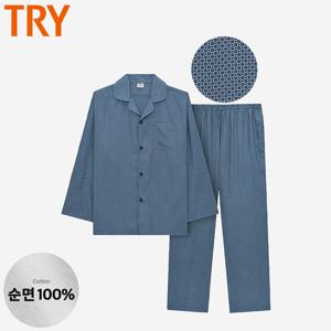 남자긴팔잠옷 9부 60수 주자 카라 봄 가을 간절기 잠옷 홈웨어 세트