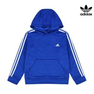 [아디다스] 주니어 공용 삼선 기모 후드 티셔츠_로얄