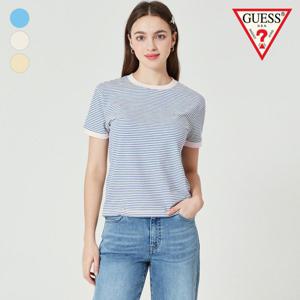 여성  립 배색 골지 스트라이프반팔티_K OO2K1477