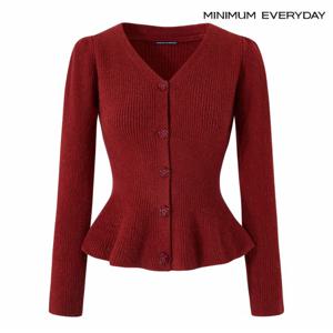 정상가: 69,000원 ㅣ  에브리데이]페미닌 슬림핏 페플럼 골지 니트 가디건 (EB4CK065D)