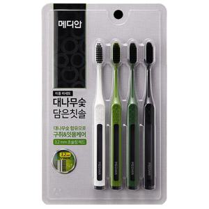 메디안 대나무숯 담은 칫솔 미세모 4입