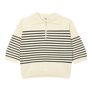 닥스 여성 [[24FW]] DLSW4C703IV [가격인하][면] 아이보리 스트라이프 카라형 7부소매 반집업 스