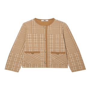 닥스 여성 [[24FW]] DLSW4C705I2 [가격인하][울] 베이지 하운드투스 패턴 라운드넥 가디건