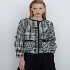 닥스 여성 [[24FW]] DLSW4C705BK [가격인하][울] 블랙 하운드투스 패턴 라운드넥 가디건