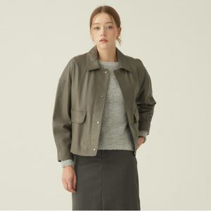 [신비][최초가367,000]램스킨 카라 포켓 디테일 자켓_KSJK240810