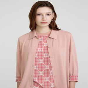 닥스 여성 [[24FW]] DLTS4D791P2 [가격인하][SET] 핑크 7부소매 셔츠&DD로고 프린트 민소매 티셔츠