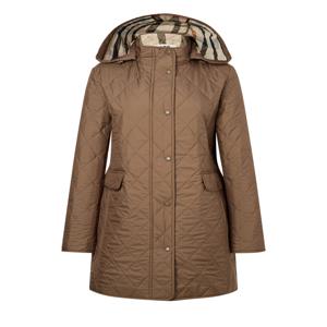 닥스 여성 [[24FW]] DLJU4DE93W1 [가격인하][퀼팅] 브라운 탈착 후드 체크 배색 하프 퀼팅 점퍼