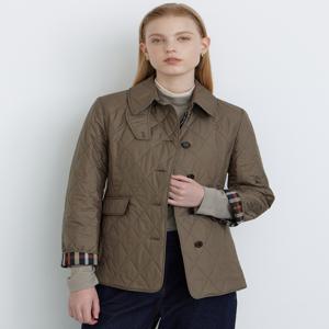 닥스 여성 [[24FW]] DLJU4DE91K2 [가격인하][퀼팅] 카키 체크 안감 숏 퀼팅 점퍼