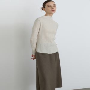 닥스 여성 [[24FW]] DLBL4D901CR 크림 링클 로고 포인트 긴소매 모크넥 블라우스