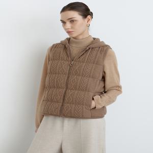 닥스 여성 [[24FW]] DLSW4D917W1 [가격인하][구스다운] 브라운 케이블 캐시미어혼방 후드 숏 경