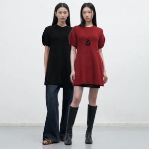 벌룬 슬리브 플레어 원피스 [2COL]/WBE4L15508