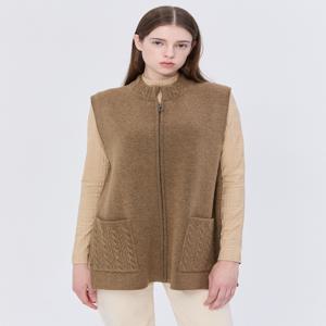 닥스 여성 [[24FW]] WKSW4DU95K3 [스테디셀러][캐시미어] 다크카키 이중직 케이블 포켓 집업 베