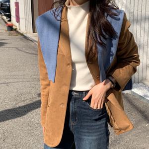 [브리치] 10가트 /  자체제작  블랙누빔추가  오버핏 스웨이드 하프 자켓 JK121 (3color)