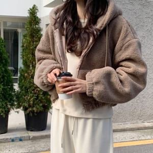 [브리치] 10가트 / 4716 도톰 후드집업 크롭 뽀글이 후리스 점퍼 겨울