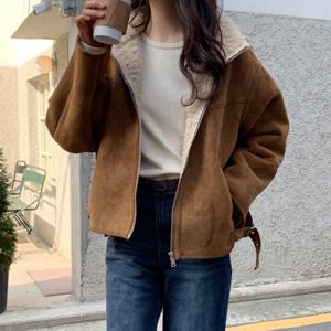 [브리치] 10가트 /  자체제작  하이넥 레아 무스탕 자켓 점퍼 JK142 (2color)