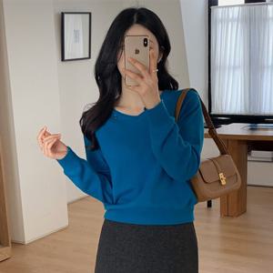 [브리치] 10가트 /  자체제작  울100 글로우 브이넥 크롭 긴팔 니트 NT098 (5color)