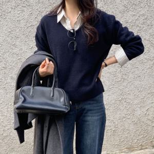 [브리치] 10가트 /  자체제작  여리 루즈핏 래빗 브이넥 울 니트 NT104 (6color)