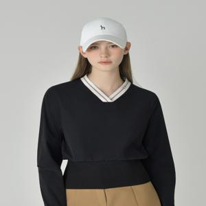 헤지스 골프 여성 [[25FW]] HWTS5C614BK 블랙 여성 우븐 브이넥 맨투맨