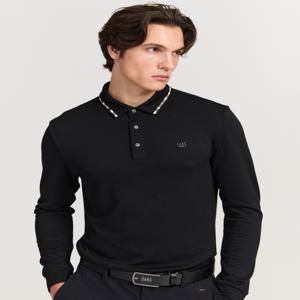 닥스 골프 [[25FW]] DGTS5C901BK 블랙 체크 티핑 긴팔 티셔츠