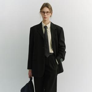 UNISEX 3 BUTTON WOOL BLAZER_BLACK_UDJA6A103BK