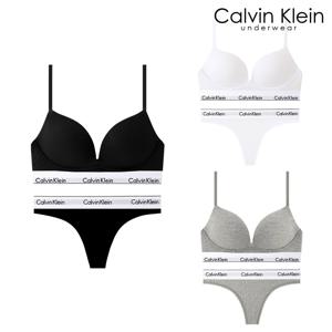 CK 여성 아이콘 코튼 AF 플런지 푸쉬업 브라+티팬티 세트 QF8502+QF8518 3종 택1