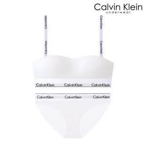 CK 여성 아이콘 코튼 모달 반도 브라+팬티 세트 QF8497+QF8520 WHITE