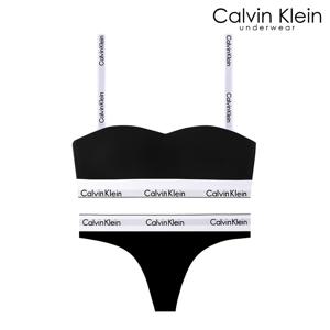 CK 여성 아이콘 코튼 모달 반도 브라+티팬티 세트 QF8497+QF8518 BLACK