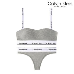 CK 여성 아이콘 코튼 모달 반도 브라+티팬티 세트 QF8497+QF8518 GREY