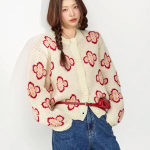 J3087 솔리드 플라워 가디건/I