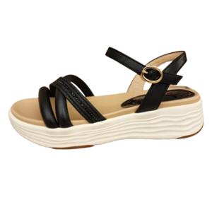 여성 캐주얼 샌들 굽 4CM J1595_BLACK