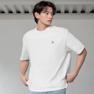 CK진 남녀공용 2PK 모노그램 로고 반팔 티셔츠 4RAB217