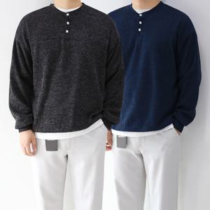 남자 빅사이즈 오버핏 헨리넥 긴팔 무지 니트 맨투맨