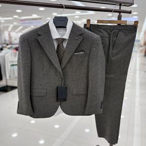 남자 가을겨울 브라운 체크 면접 예복 혼주 115 빅사이즈 턱시도 정장 수트 양복 세트