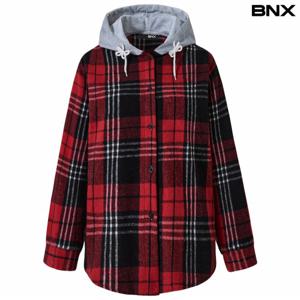정상가:59000원ㅣ겉 기모 후드 배색 체크 긴팔 셔츠 (BX4BL008L0)