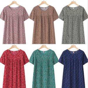 여성 여름 꽃무늬 원피스잠옷 중년 할머니 엄마 루즈핏 홈웨어 파자마