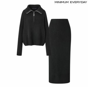 정상가:159,000원 ㅣ  에브리데이]반집업 골지 니트 밴딩 스커트 셋업 (EB4OW015D)